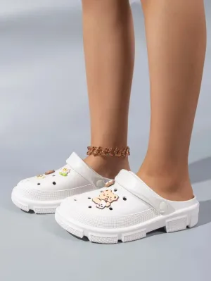 10121 c02-03 Zapatosventilados con agujeros blancos para mujer con decoración de flores y osos