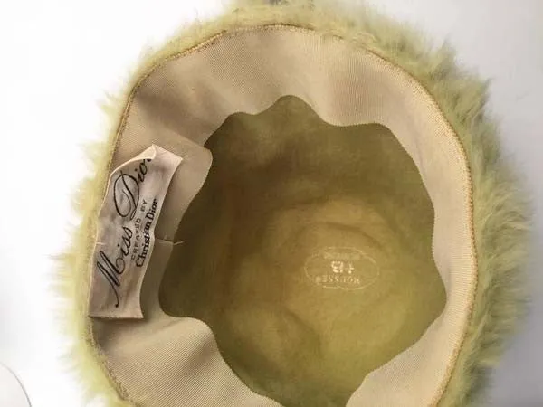 1960s Miss Dior Green Angora Hat