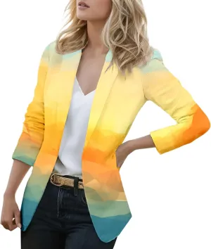 2023 Blazer Jackets for Women Open Front Suit Coats Long Sleeve Casual Work Office Blazers Trendy Business Dress Cardigan