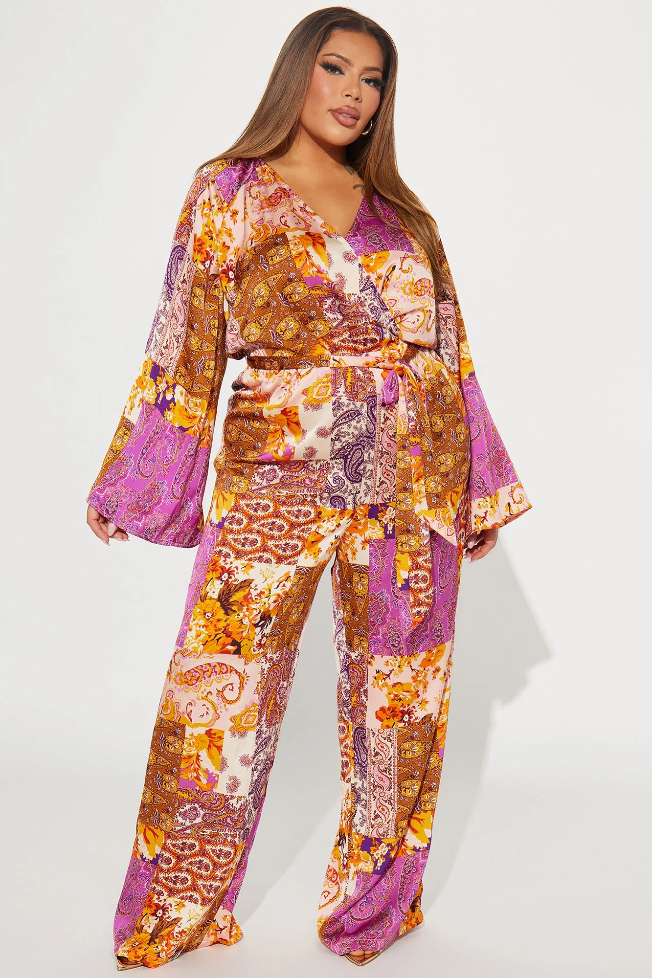 Always On Vacation Jumpsuit  - Purple/combo