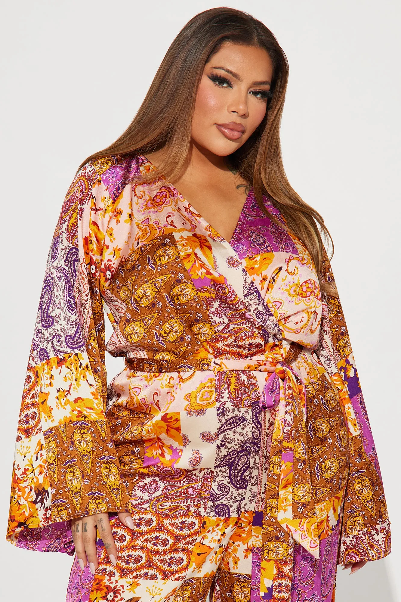 Always On Vacation Jumpsuit  - Purple/combo