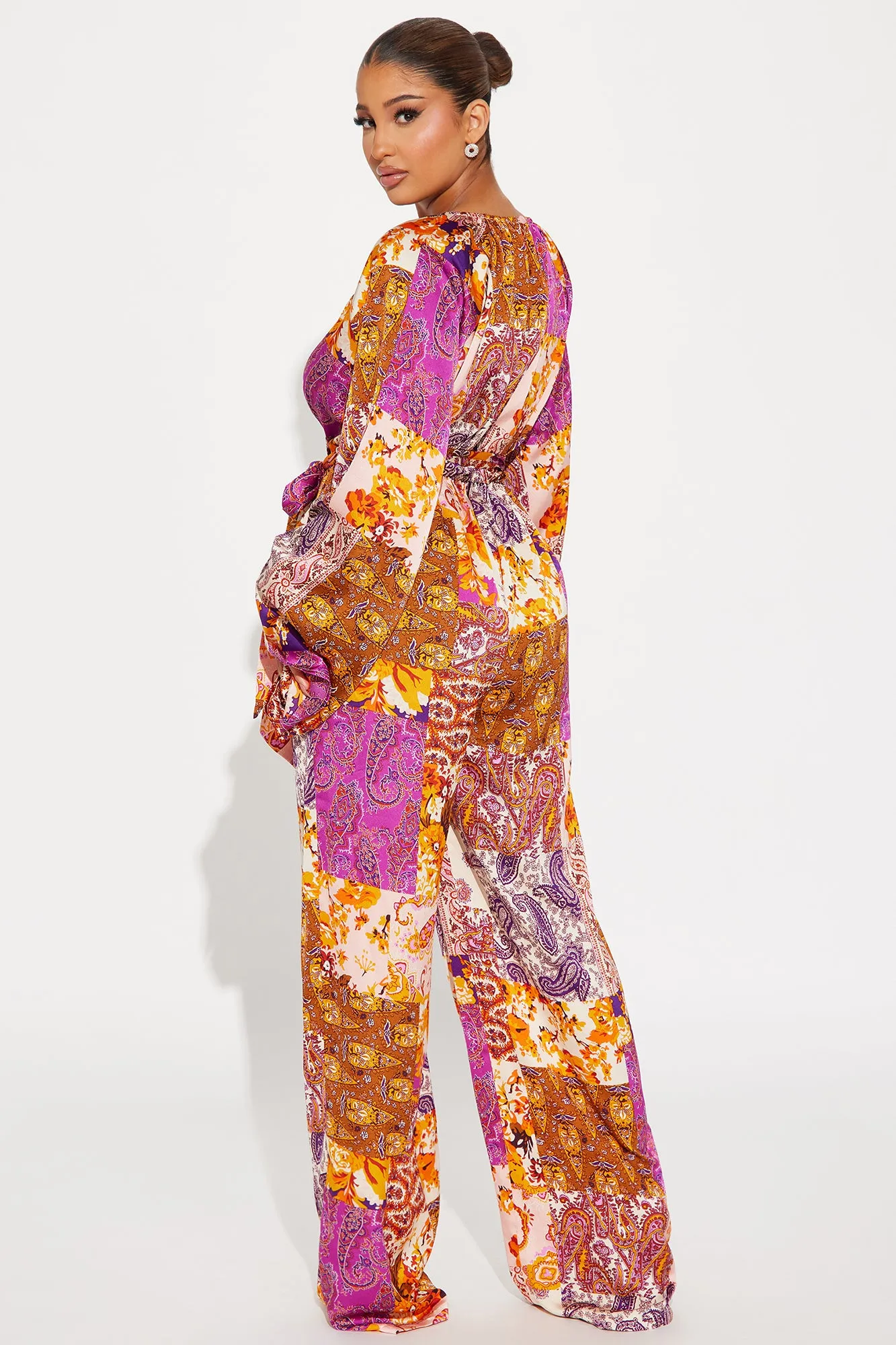 Always On Vacation Jumpsuit  - Purple/combo