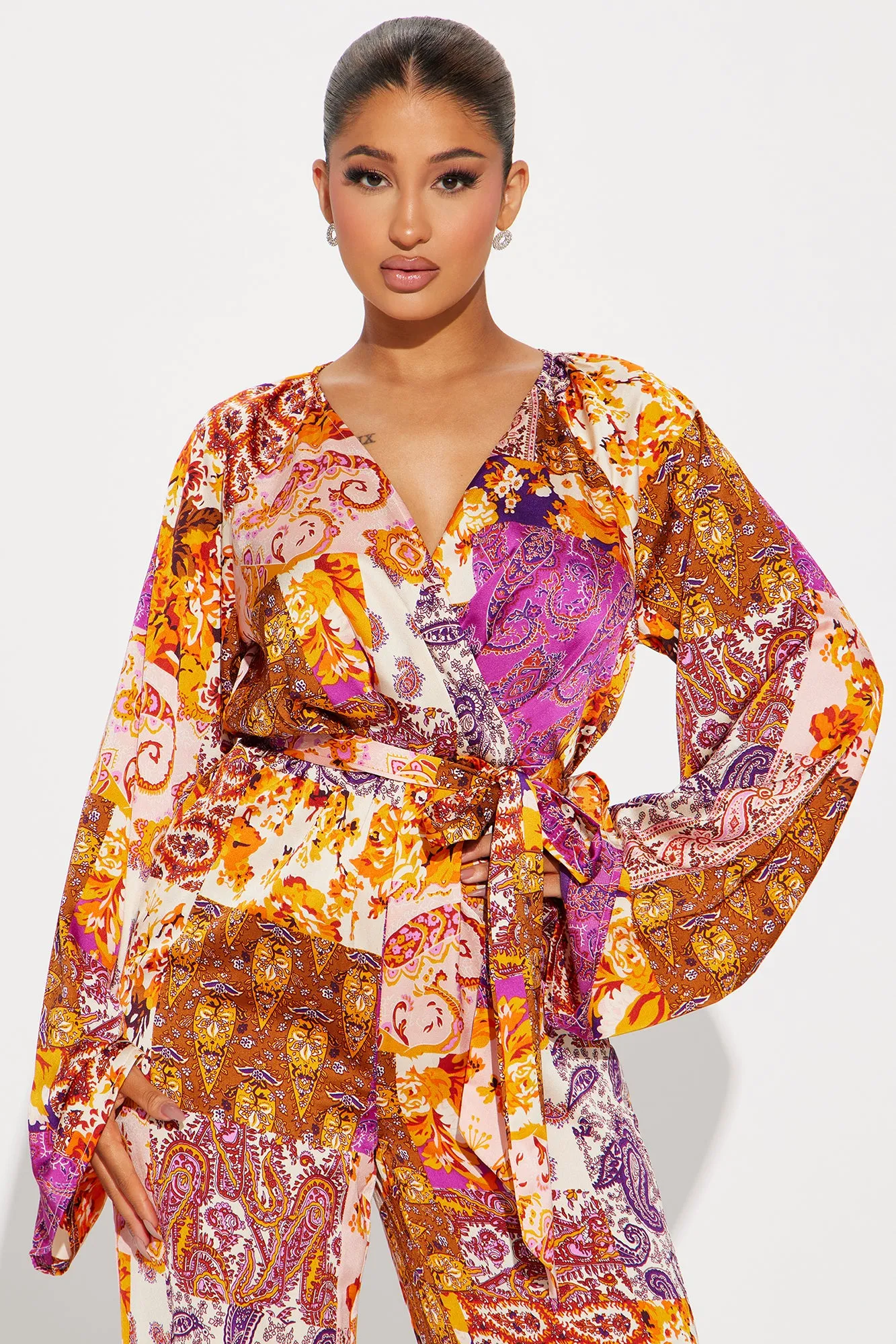 Always On Vacation Jumpsuit  - Purple/combo