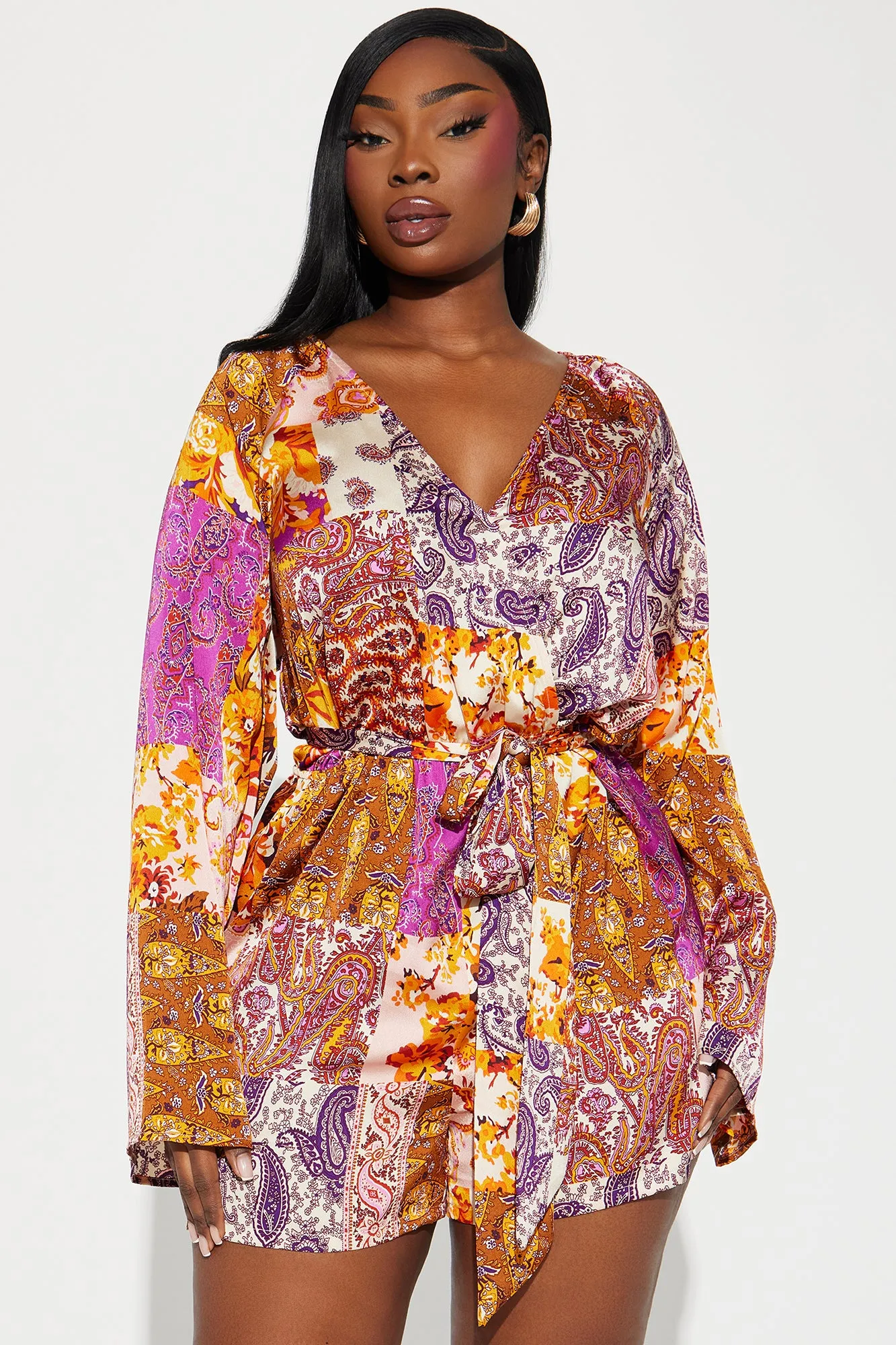 Always On Vacation Romper - Purple/combo