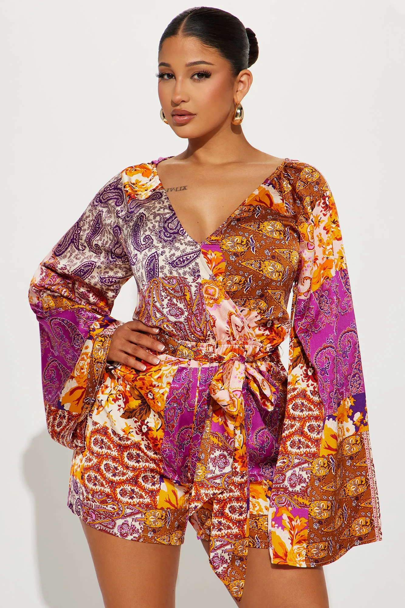 Always On Vacation Romper - Purple/combo