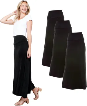 Azules High Waisted Maxi Skirts for Women - Standard & Plus Size Ankle Length Skirt - Formal & Casual Long Skirt for Women