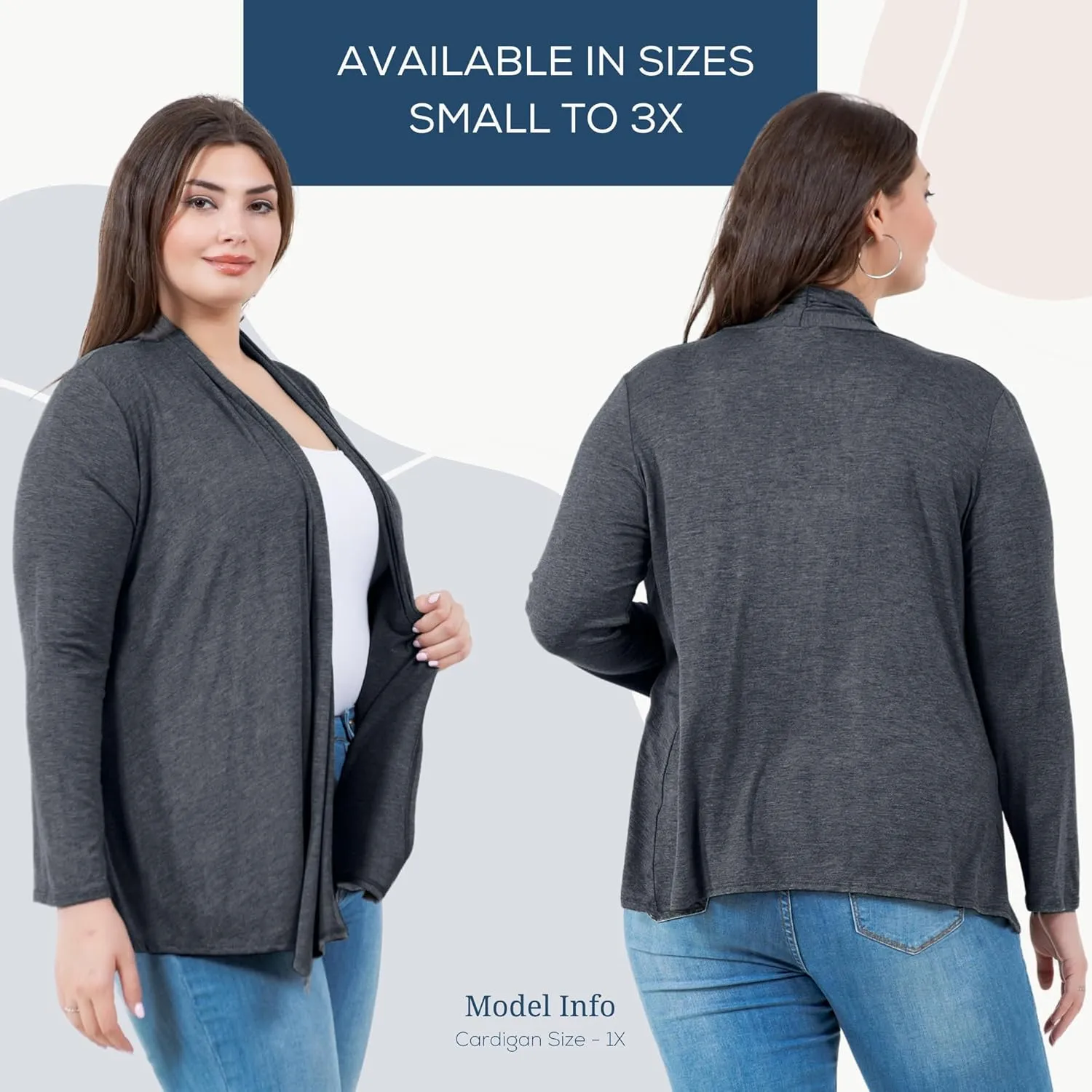 Azules Long Sleeve Open Front Cardigan for Women - Lightweight Cardigan Sweaters