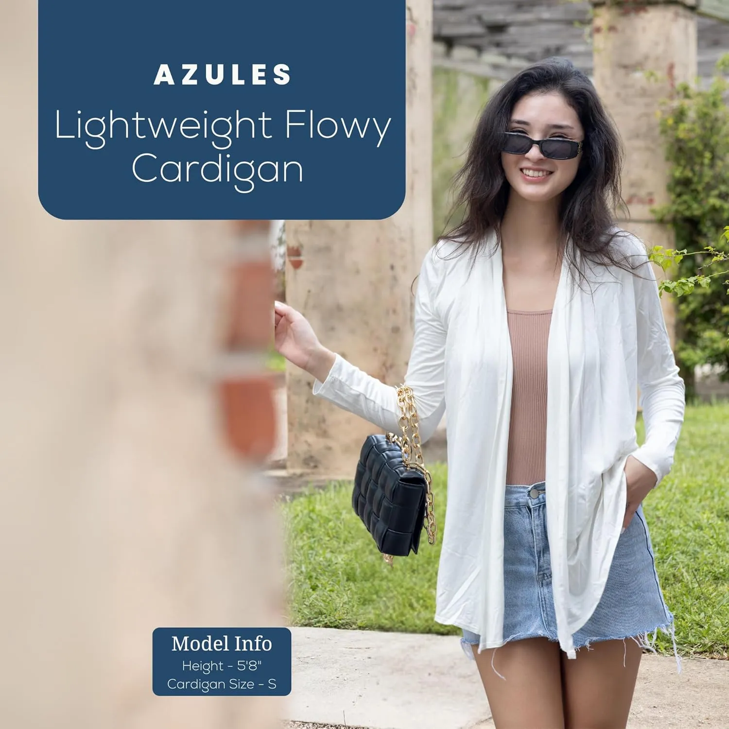 Azules Long Sleeve Open Front Cardigan for Women - Lightweight Cardigan Sweaters