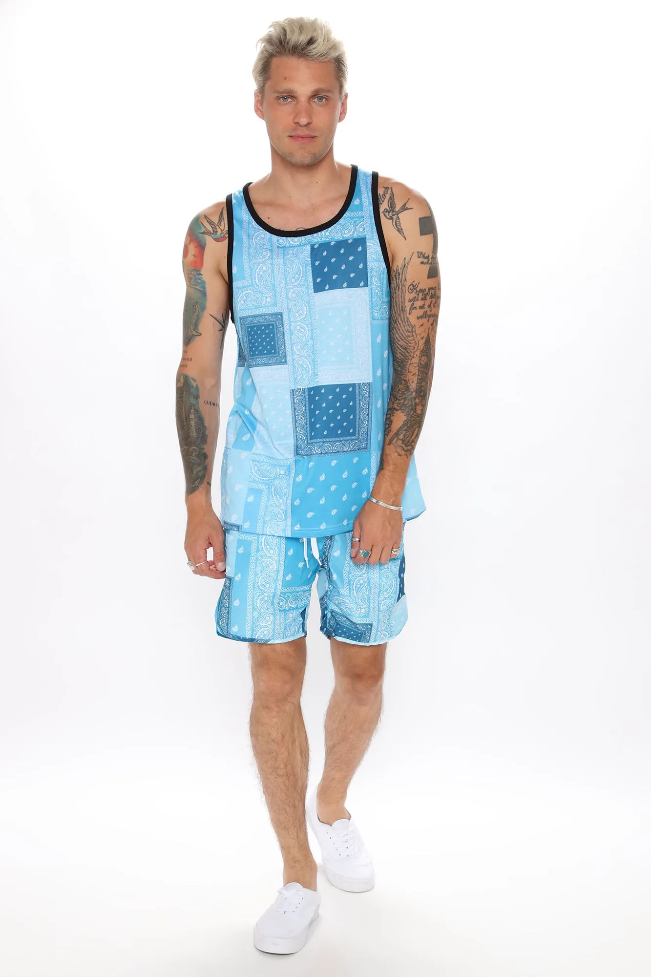 Bandana Patchwork Tank - Turquoise