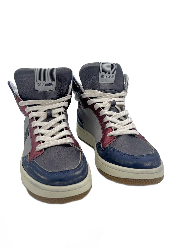 Baskets P1bw Hautes Grises Bleues & Bordeaux
