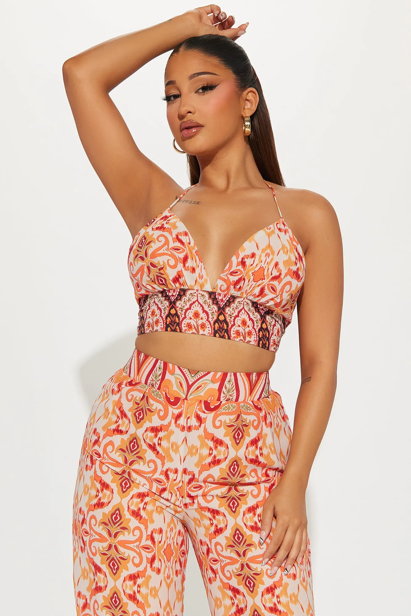 Beach Paradise Pant Set - Orange/combo