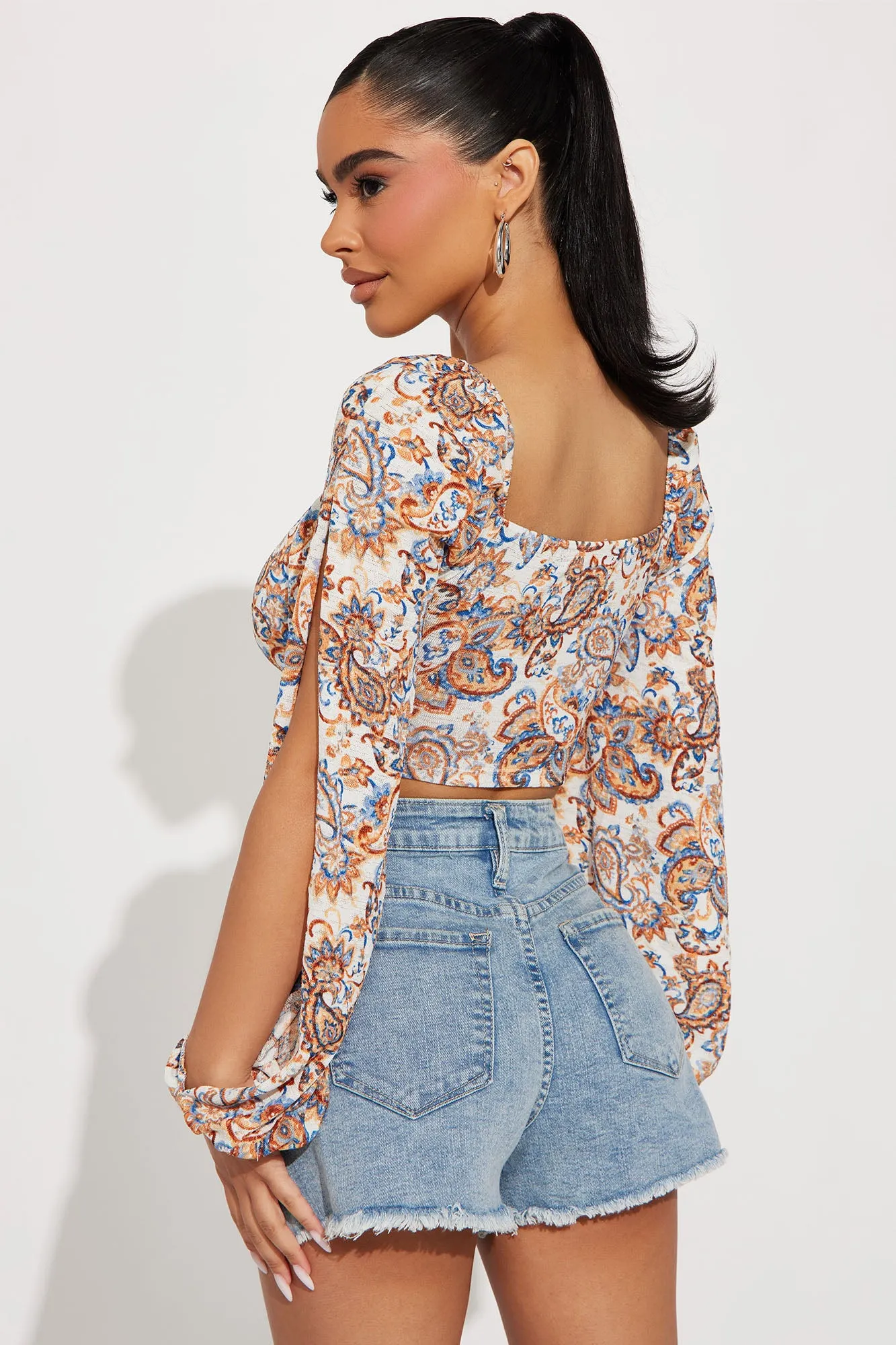 Belle Ruched Top - Ivory/combo