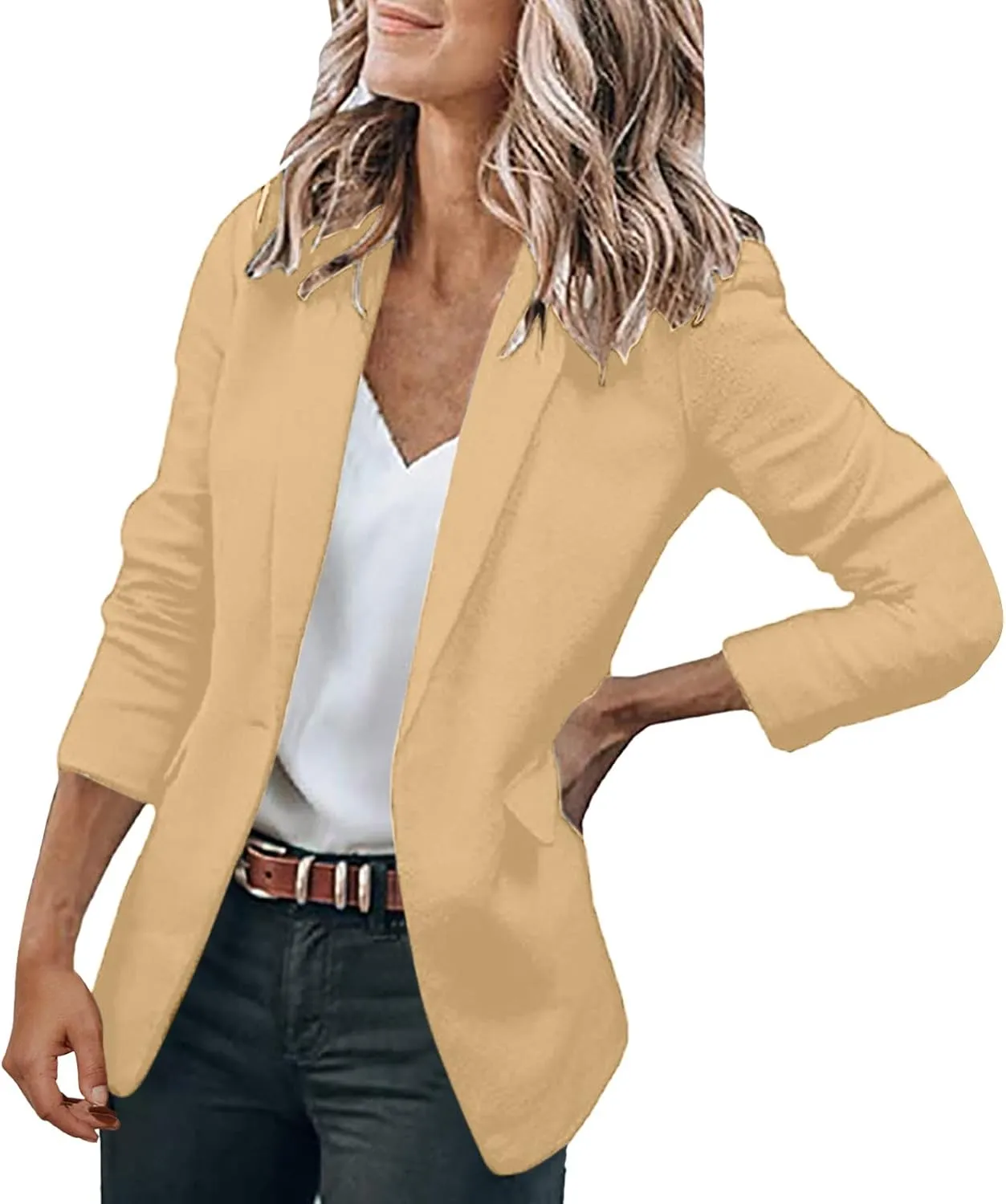 Blazer Jackets Women Open Front Suit Coats Long Sleeve Casual Work Office Blazers 2024 Trendy Business Dress Cardigan