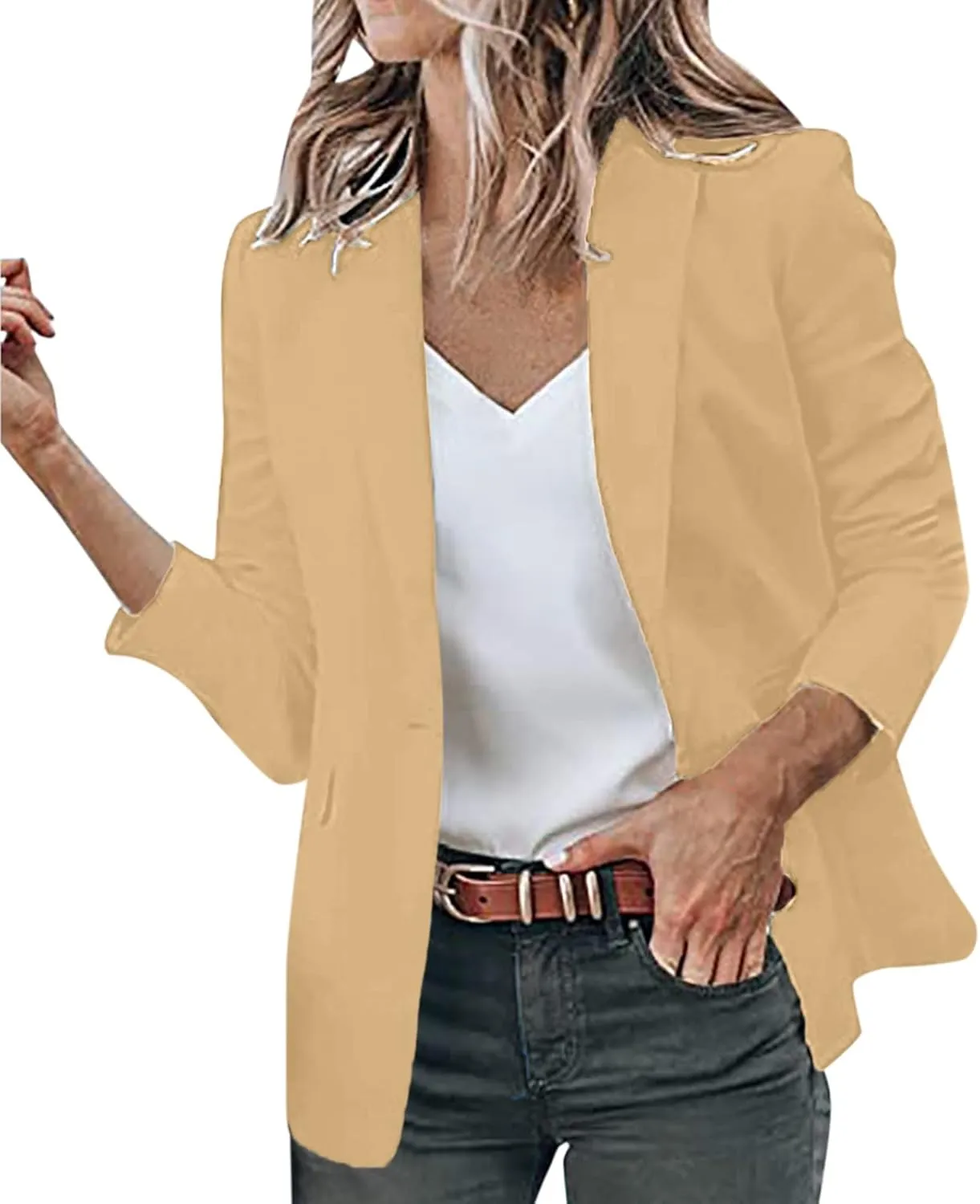 Blazer Jackets Women Open Front Suit Coats Long Sleeve Casual Work Office Blazers 2024 Trendy Business Dress Cardigan
