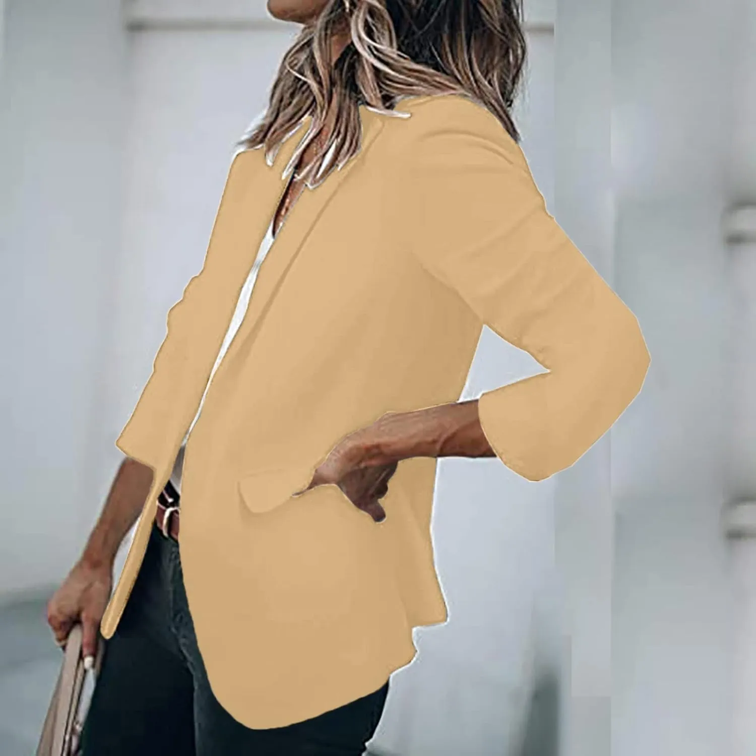 Blazer Jackets Women Open Front Suit Coats Long Sleeve Casual Work Office Blazers 2024 Trendy Business Dress Cardigan