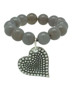 Bracelet Lhassa en agathe grise et charm - Editions LESSisRARE Bijoux