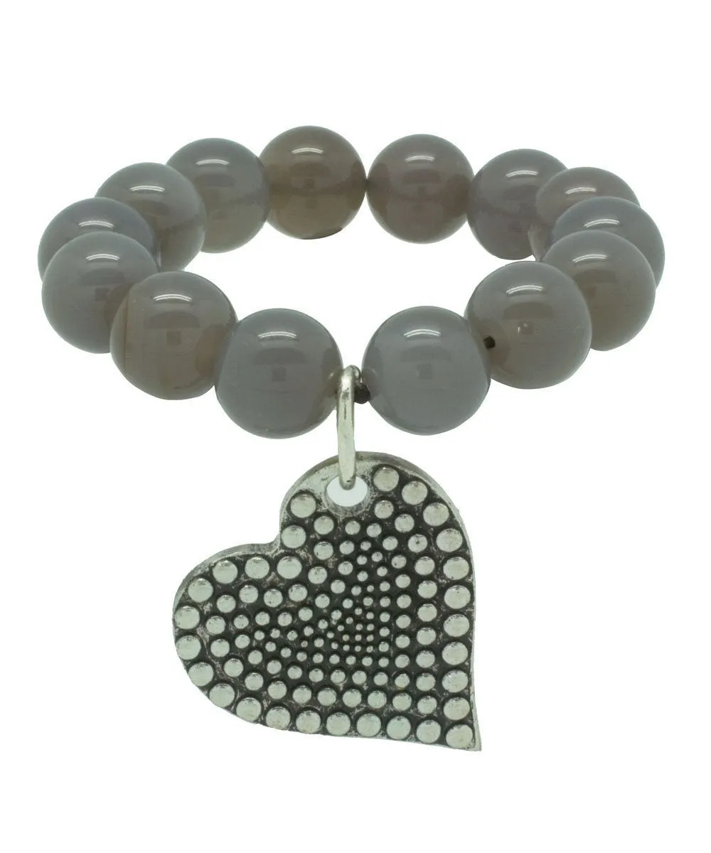 Bracelet Lhassa en agathe grise et charm - Editions LESSisRARE Bijoux