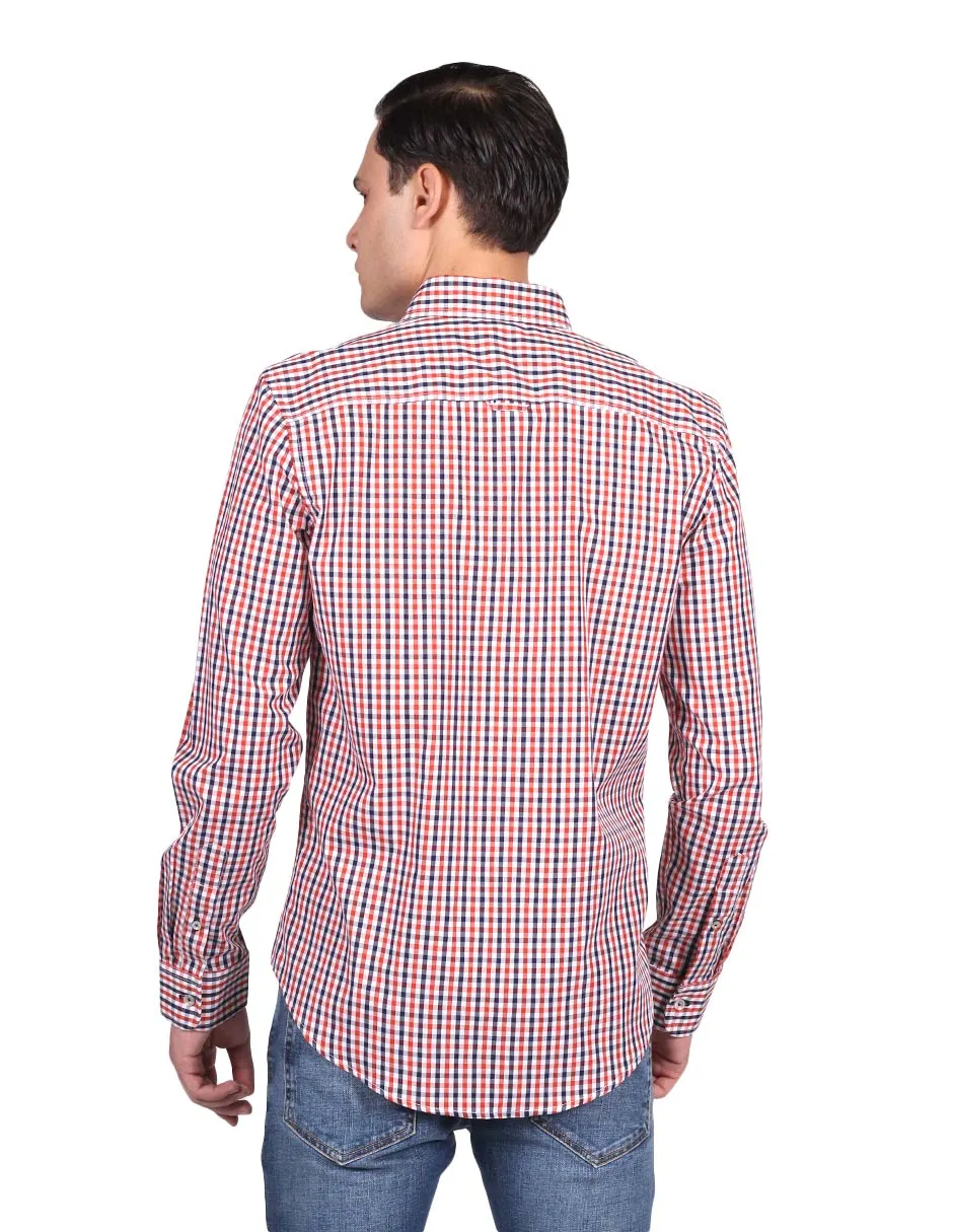 Camisas Para Hombre Manga Larga Estampado Cuadros Regular Fit Rustico B25213