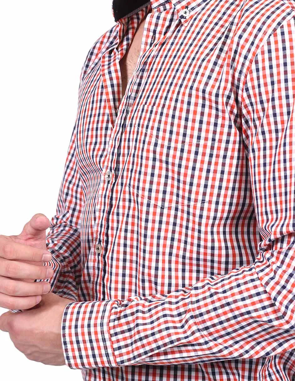 Camisas Para Hombre Manga Larga Estampado Cuadros Regular Fit Rustico B25213