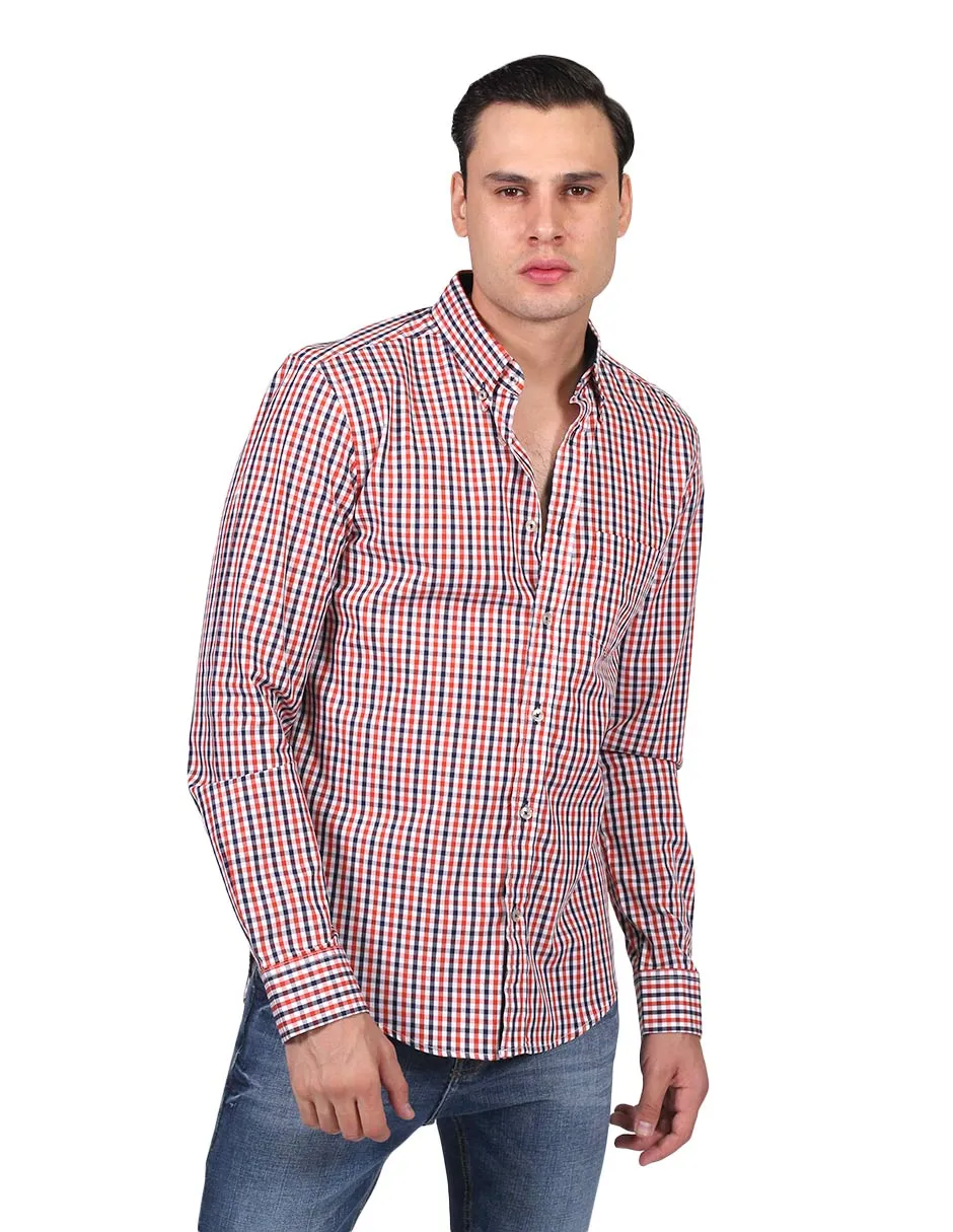 Camisas Para Hombre Manga Larga Estampado Cuadros Regular Fit Rustico B25213