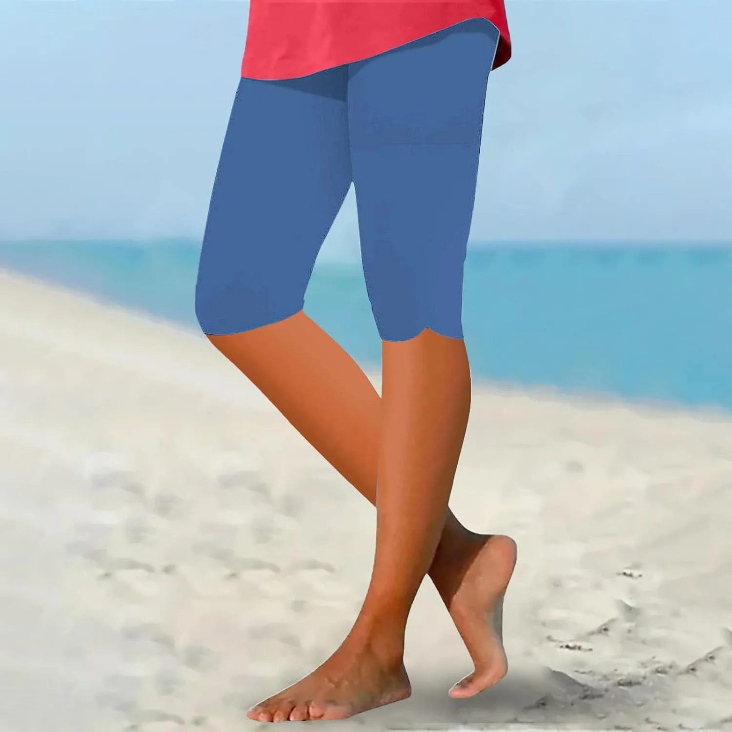 Capri Leggings for Women Trendy Waisted Hollow Yoga Quarter Pants Lightweight and Comfortable Quarter Pants Solid Color