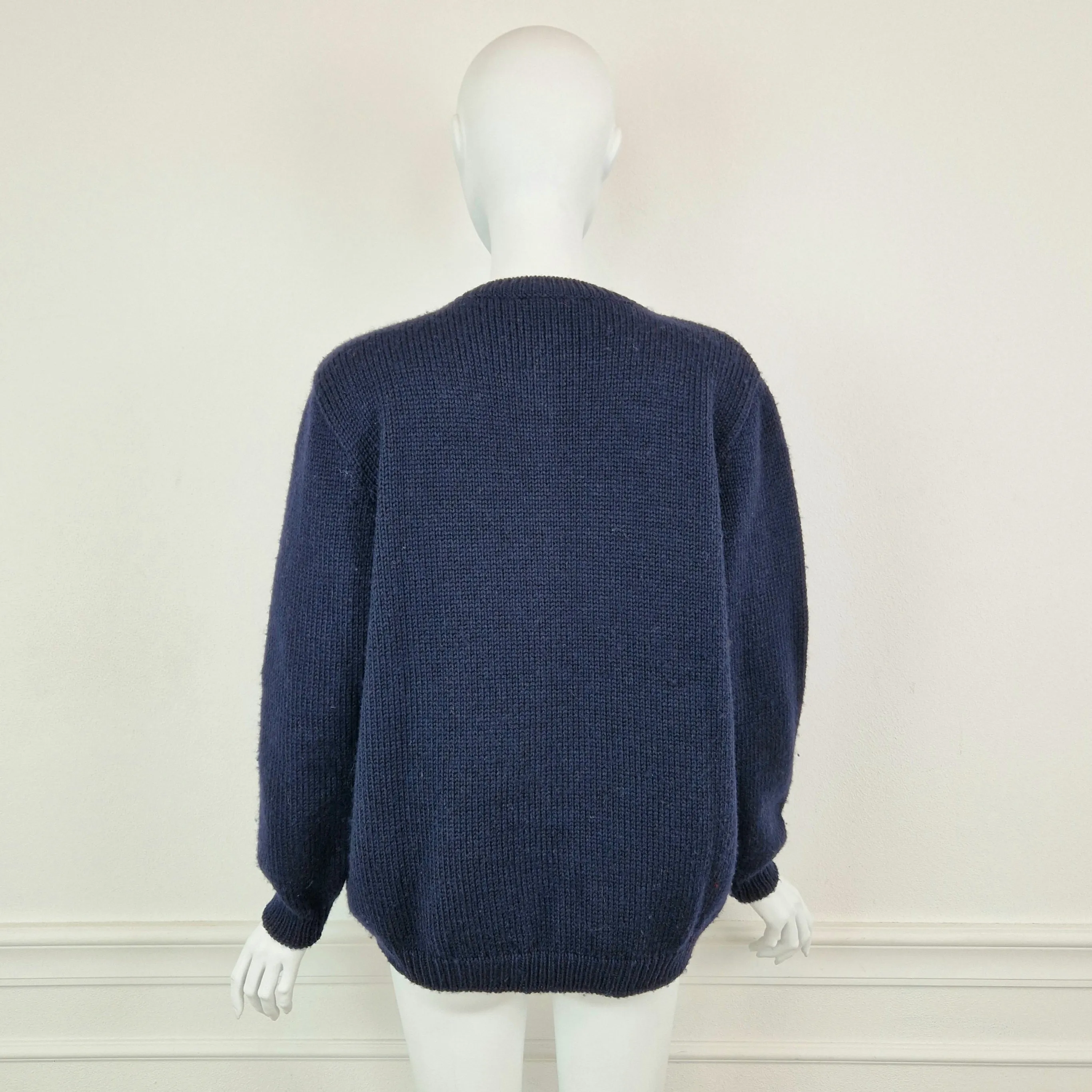 Cardigan vintage blu ricamo fiori