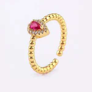 CRYSTAL DROP  ADJUSTABLE OPEN RING
