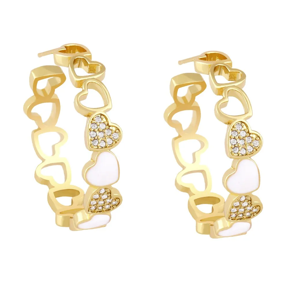 CRYSTAL ENAMEL HOOP EARRINGS
