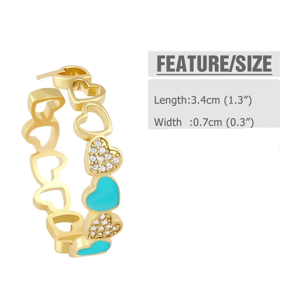 CRYSTAL ENAMEL HOOP EARRINGS