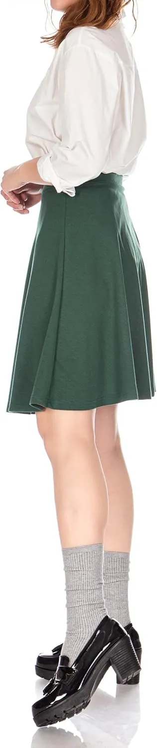 Dani's Choice Simple Stretch A-line Flared Knee Length Skirt