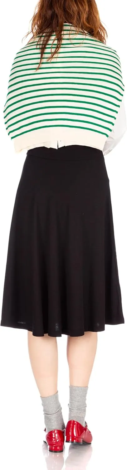 Dani's Choice Stretch High Waist A-line Flared Long Midi Skirt