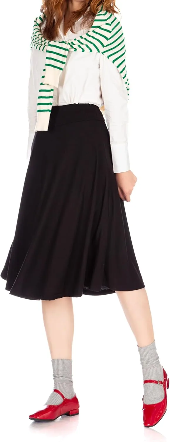 Dani's Choice Stretch High Waist A-line Flared Long Midi Skirt