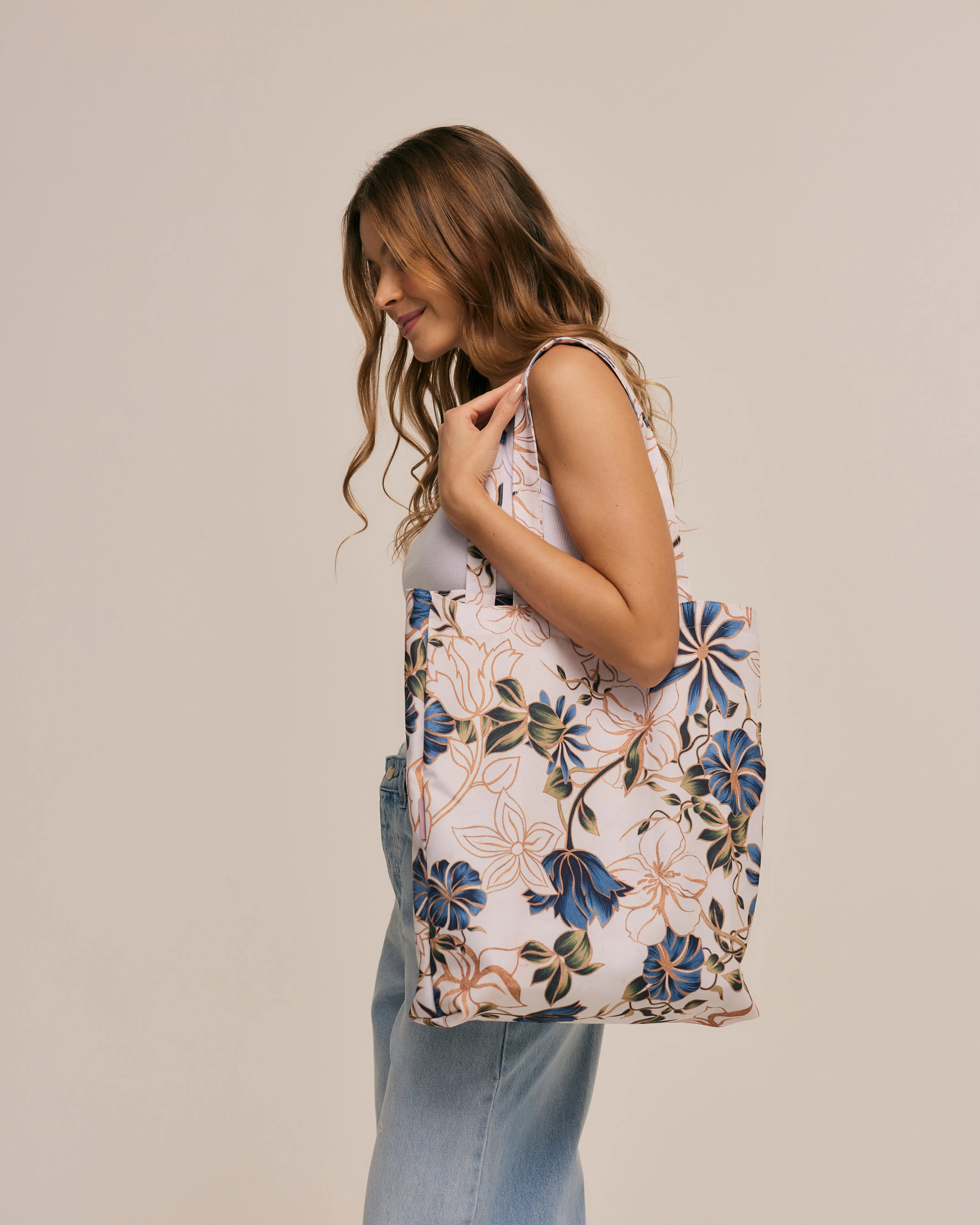 Ecobag Marble Flowers off white