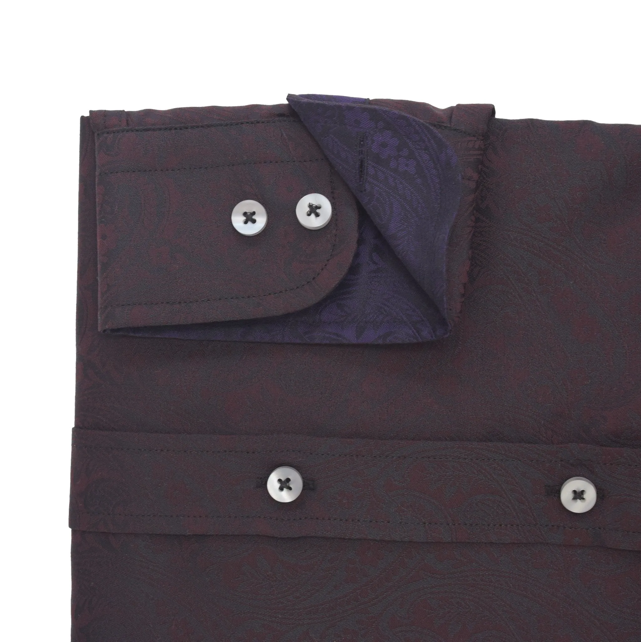 Finest Twill Paisley Pattern Burgundy Men's Shirt