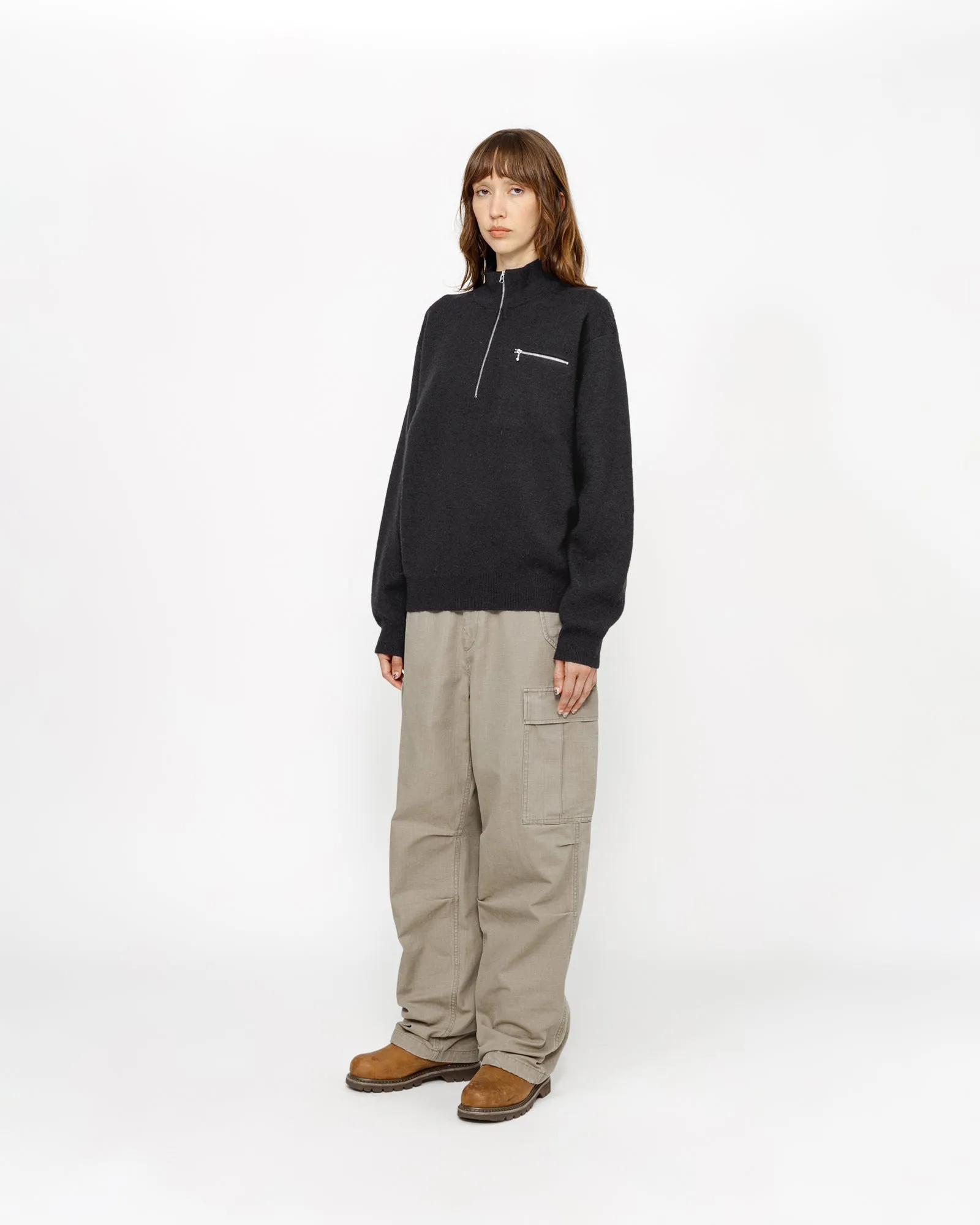 HALF ZIP MOCK NECK SWEATER
