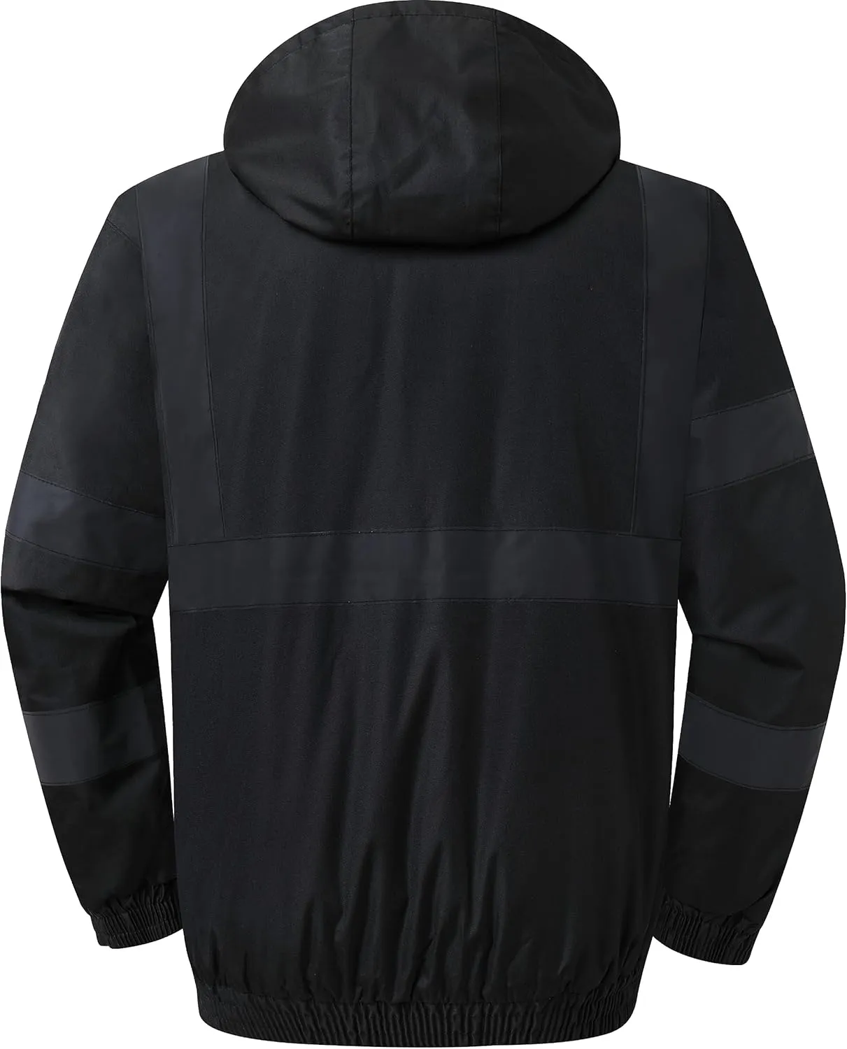 JKSafety Hi-Vis Winter Safety Bomber Jacket for Men and Women | Durable and Waterproof Construction Work Jacket | ANSI Compliant (115-Black XL)