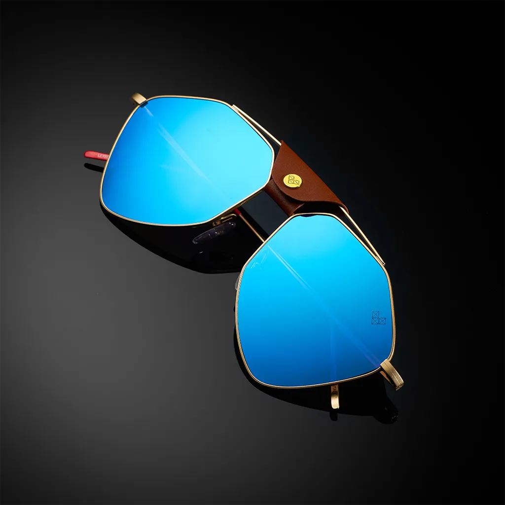 LETEC ARMAZON DORADO LENTES AZULES