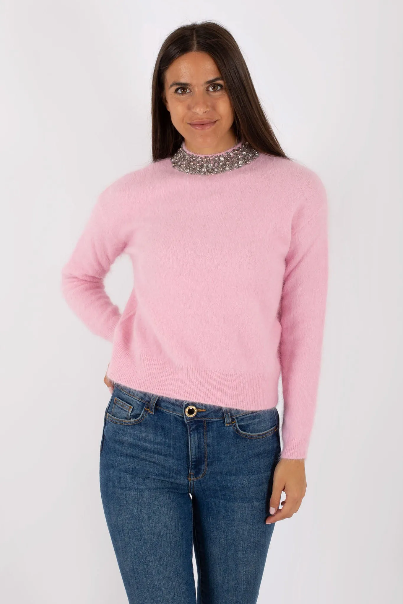 Liu Jo Maglia Angora Ricamo Castoni Donna
