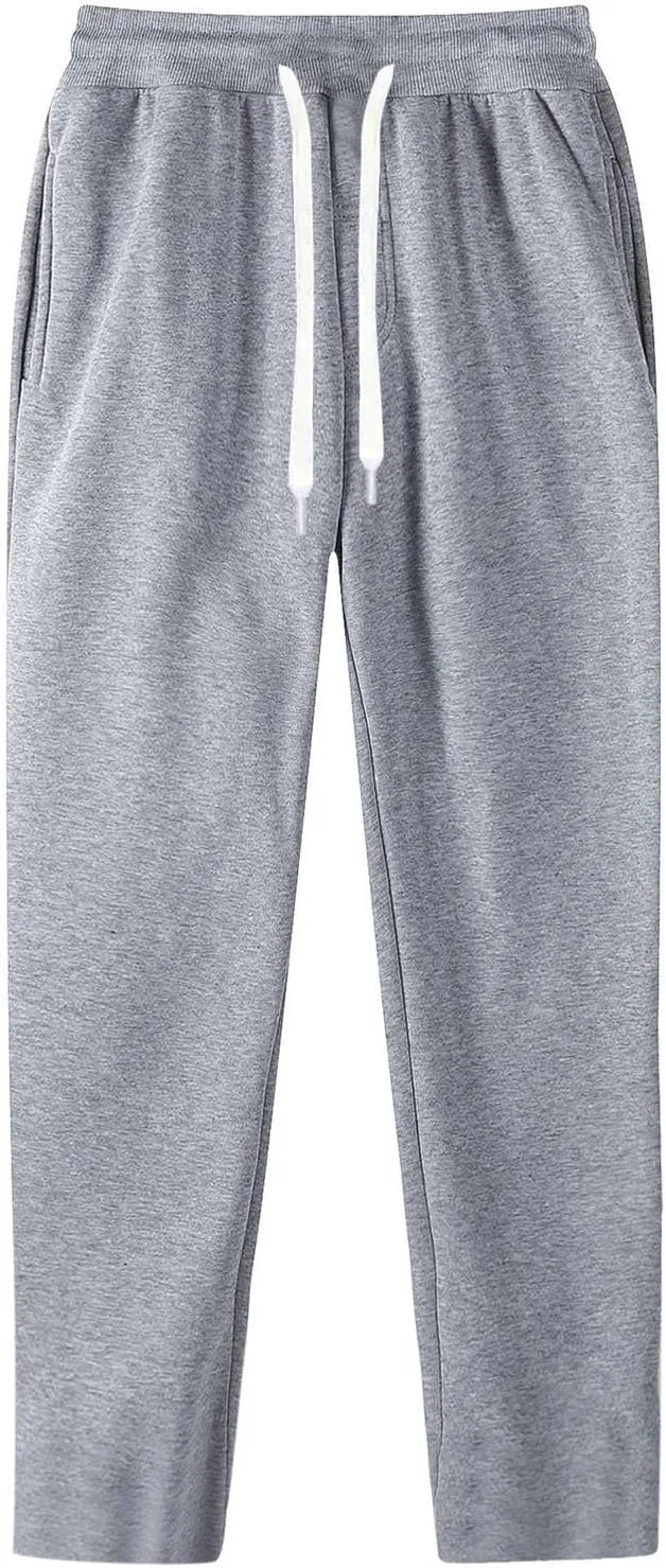 Mens Sweatpants Open Bottom Baggy Casual Drawstring Straight Leg Sweat Pants for Men Joggers Gym Athletic Trousers
