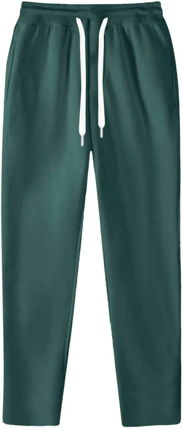 Mens Sweatpants Open Bottom Baggy Casual Drawstring Straight Leg Sweat Pants for Men Joggers Gym Athletic Trousers