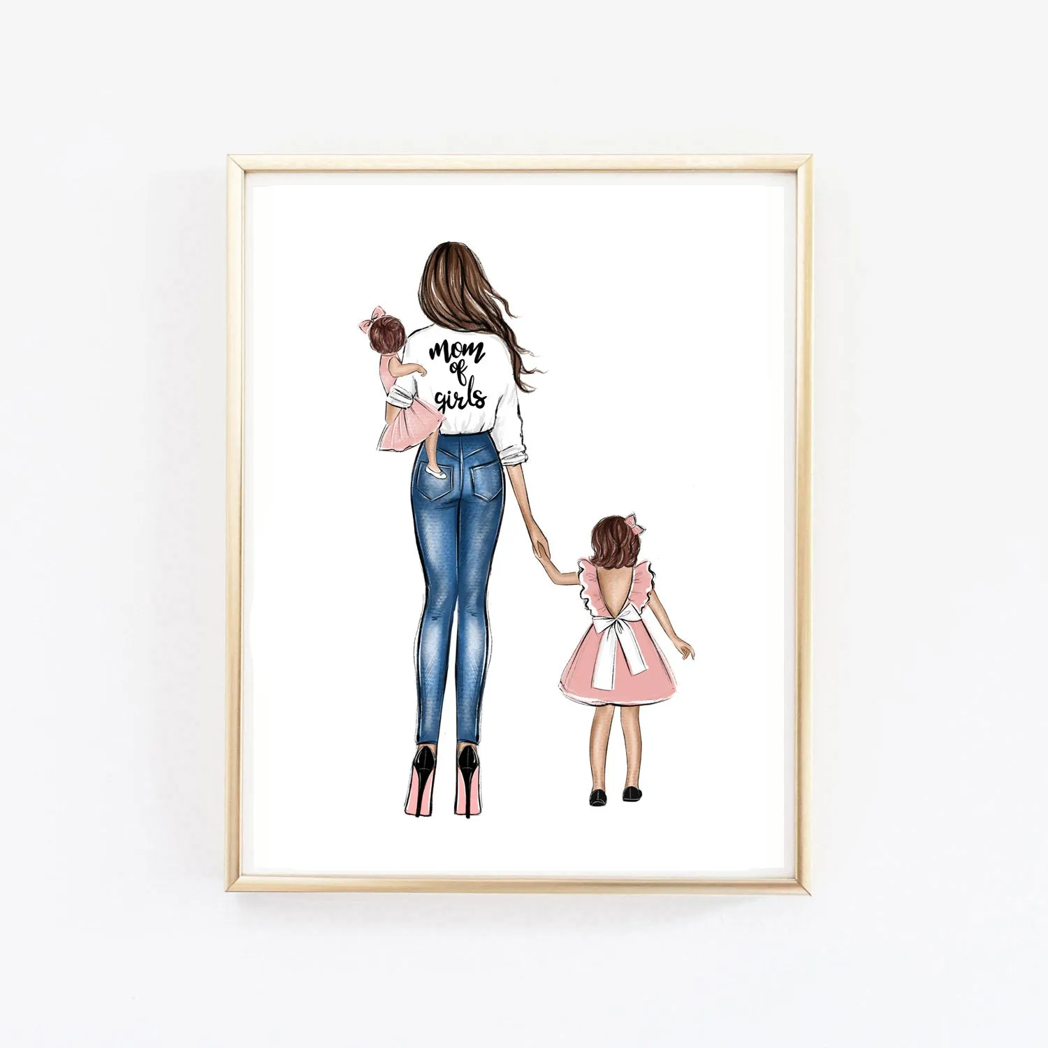 Mom of girls art print fashion Illustration