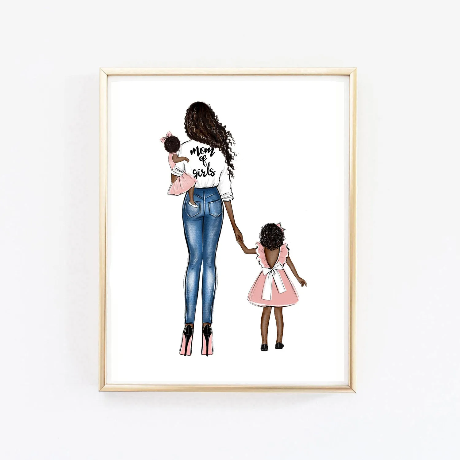 Mom of girls art print fashion Illustration