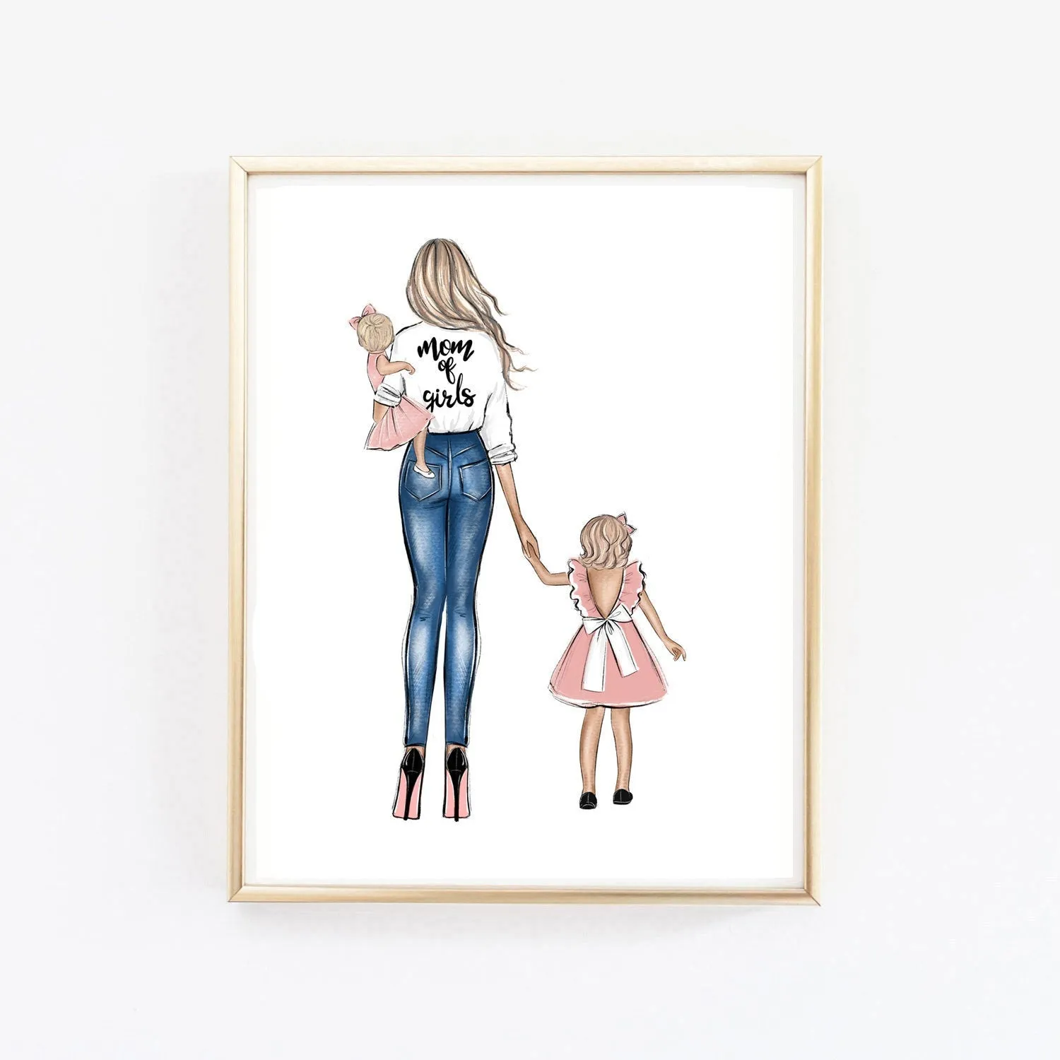 Mom of girls art print fashion Illustration