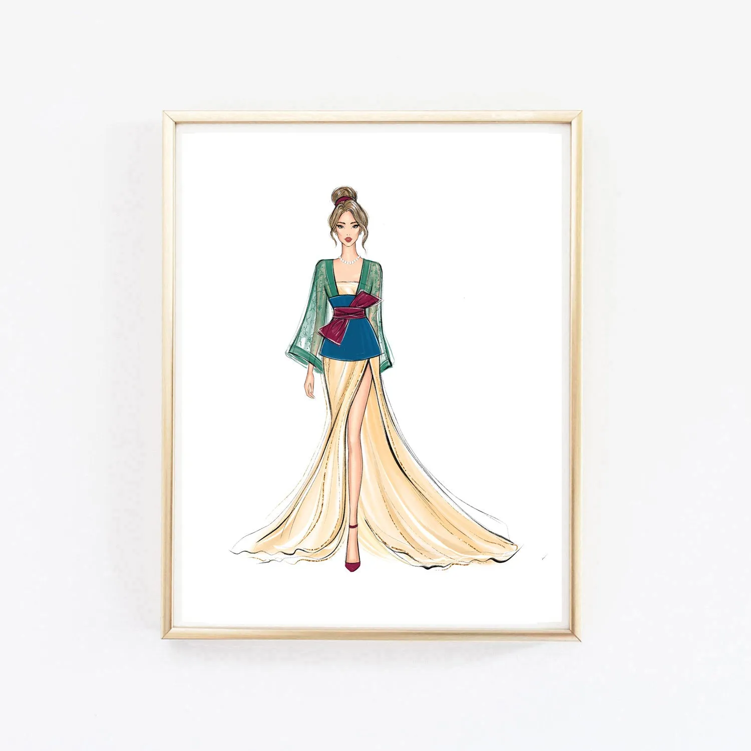 Mulan fashion princess art print fashion illustration
