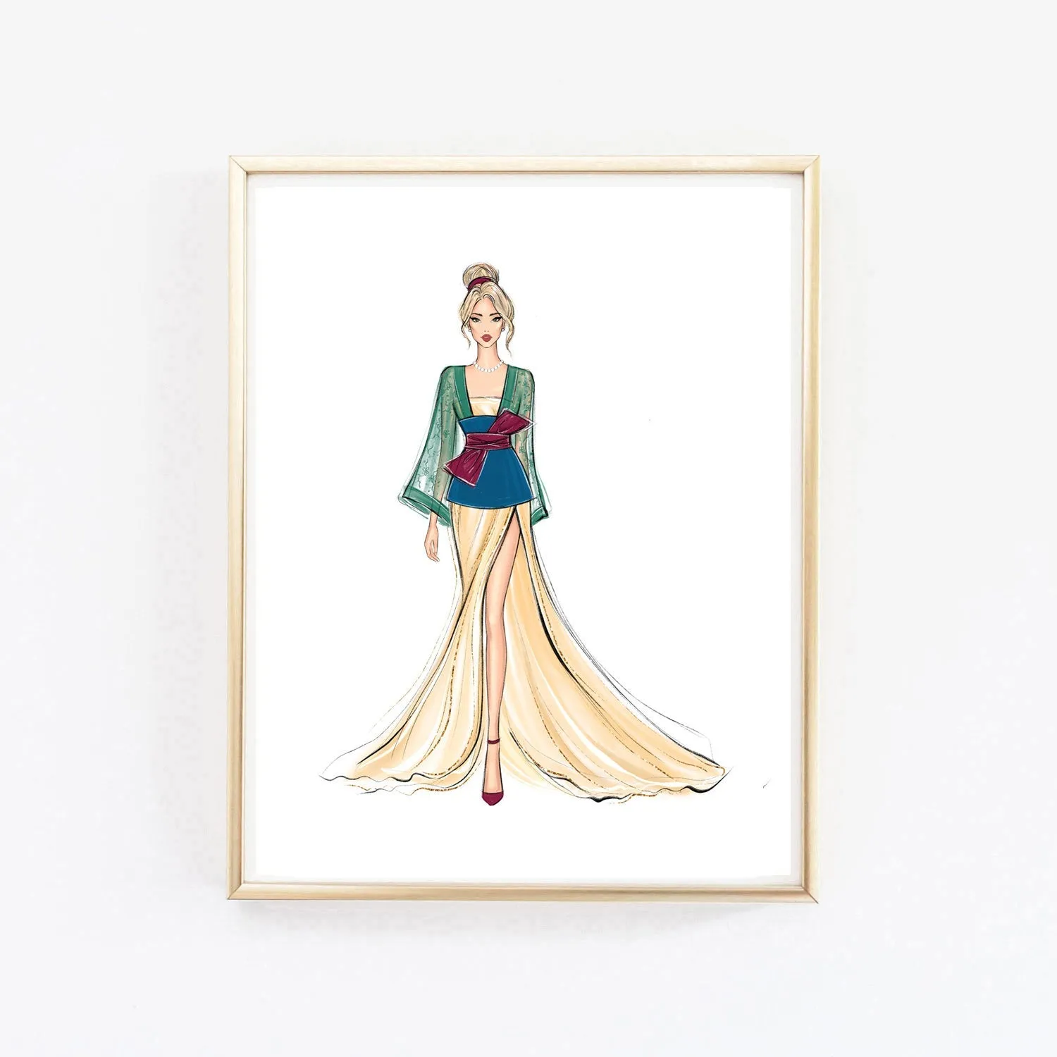 Mulan fashion princess art print fashion illustration