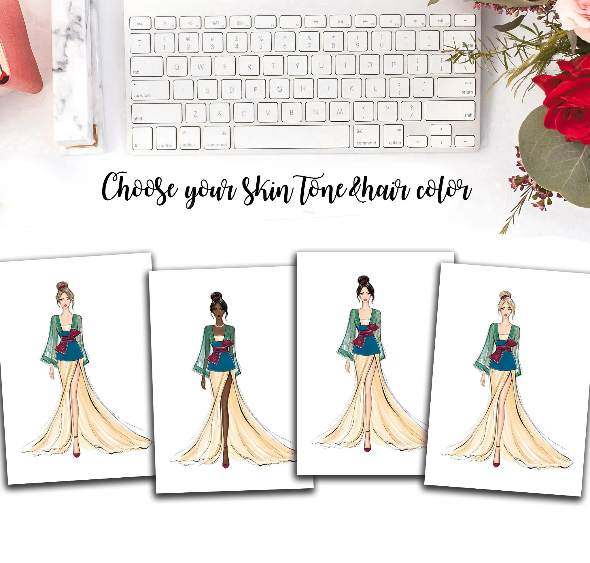 Mulan fashion princess art print fashion illustration