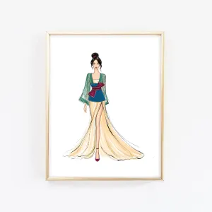 Mulan fashion princess art print fashion illustration