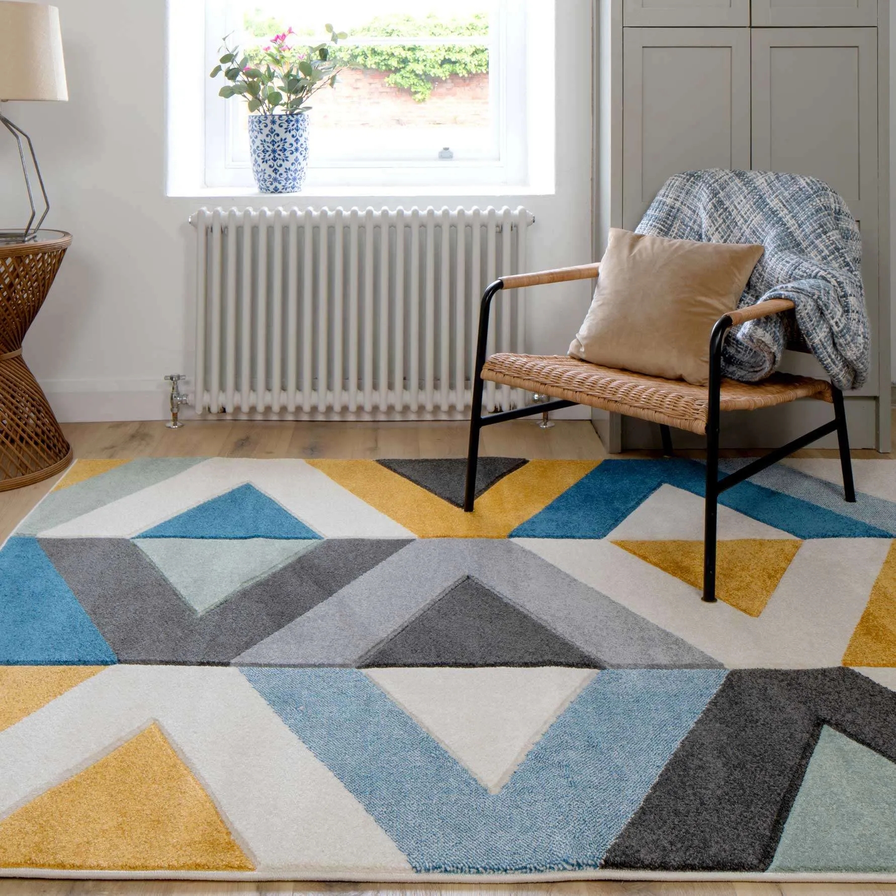 Multicolour Woven Geometric Area Rug - Angora