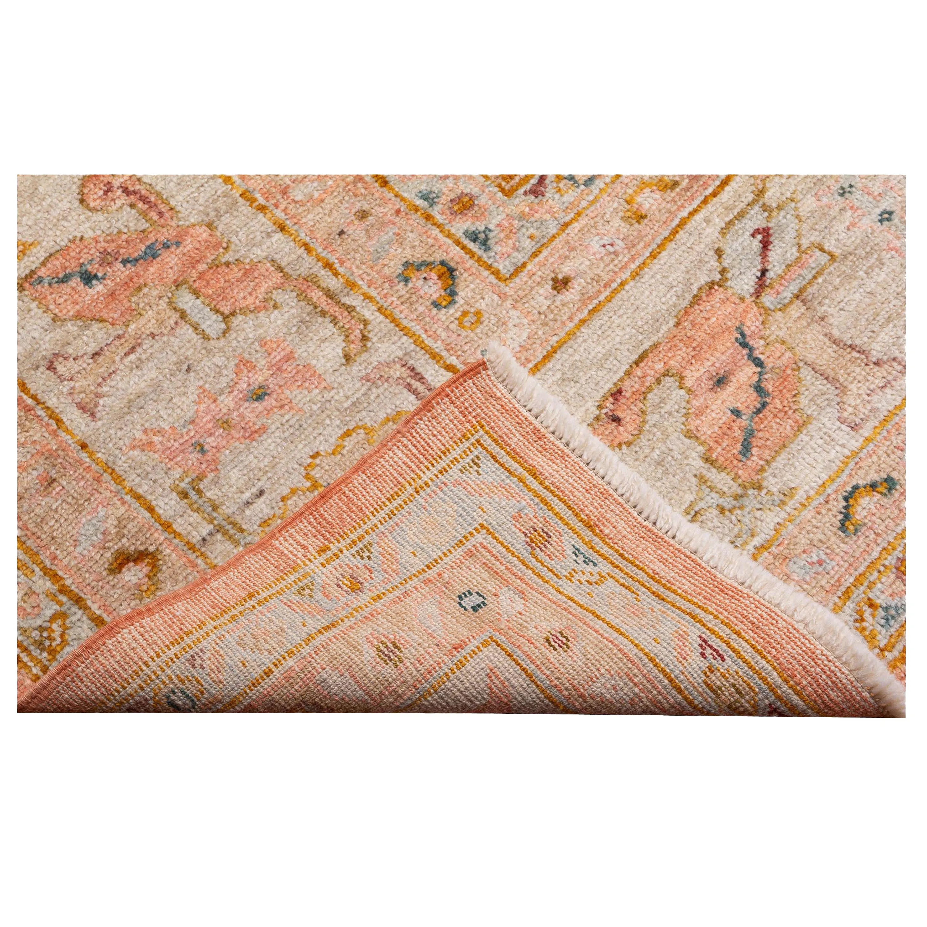 Orange Oushak Angora Wool Rug - 11'6" x 14'9"