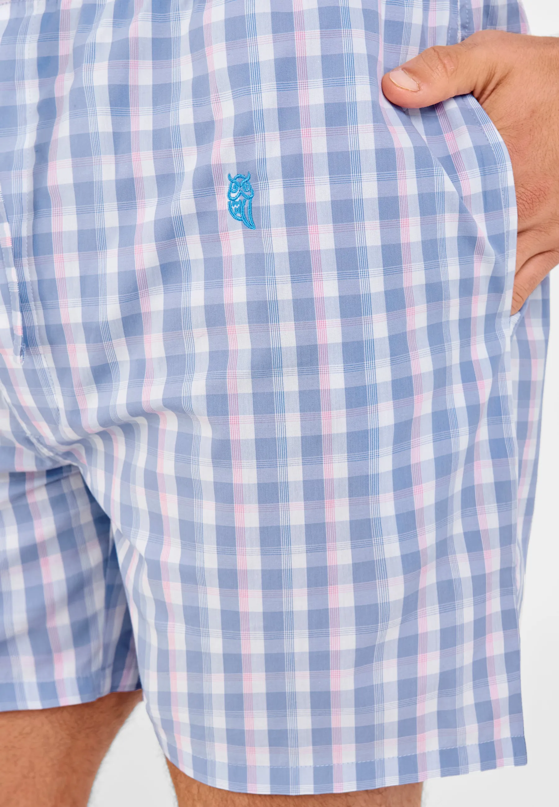 Pantalón Pijama Hombre Corto Algodón Popelín Cuadros - Azul 8505_33